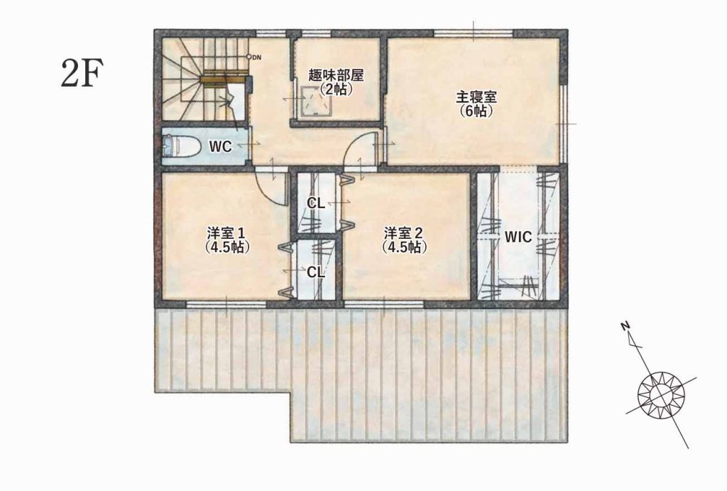 福山市工務店の見学会の間取り図2F